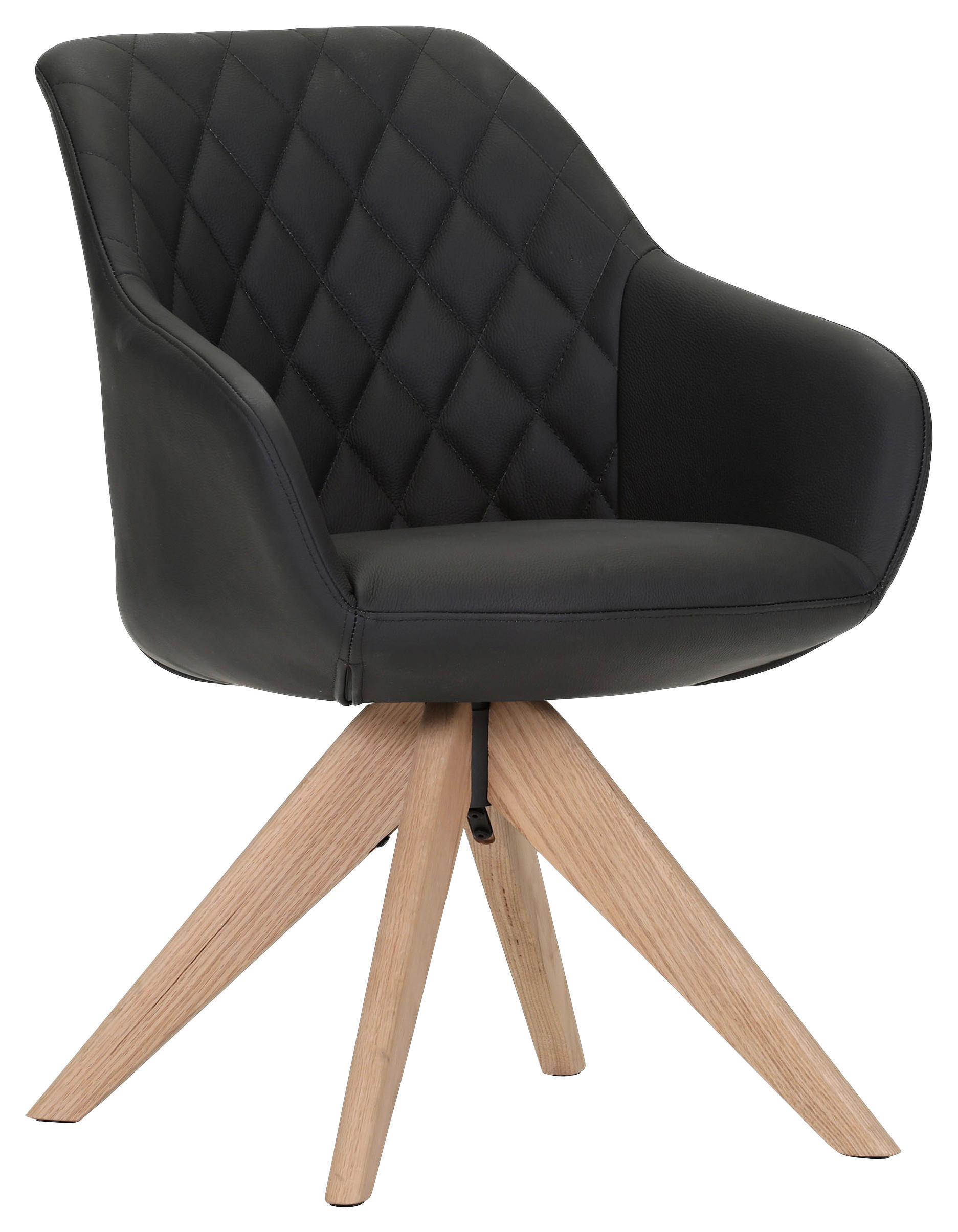 ARMLEHNSTUHL  in Echtleder pigmentiert  - Schwarz/Naturfarben, Design, Leder/Holz (60/83/65cm) - Landscape