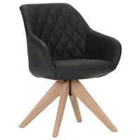 ARMLEHNSTUHL  in Echtleder pigmentiert  - Schwarz/Naturfarben, Design, Leder/Holz (60/83/65cm) - Landscape