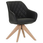 ARMLEHNSTUHL  Typenauswahl, Sitzfläche 360° drehbar, automatische Rückholfunktion  Echtleder  - Schwarz/Naturfarben, Design, Leder/Holz (60/83/65cm) - Landscape