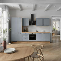 KÜCHENBLOCK Frame 330 cm  in Eichefarben, Blaugrau  - Edelstahlfarben/Eichefarben, MODERN, Holzwerkstoff/Metall (330cm) - Nobilia