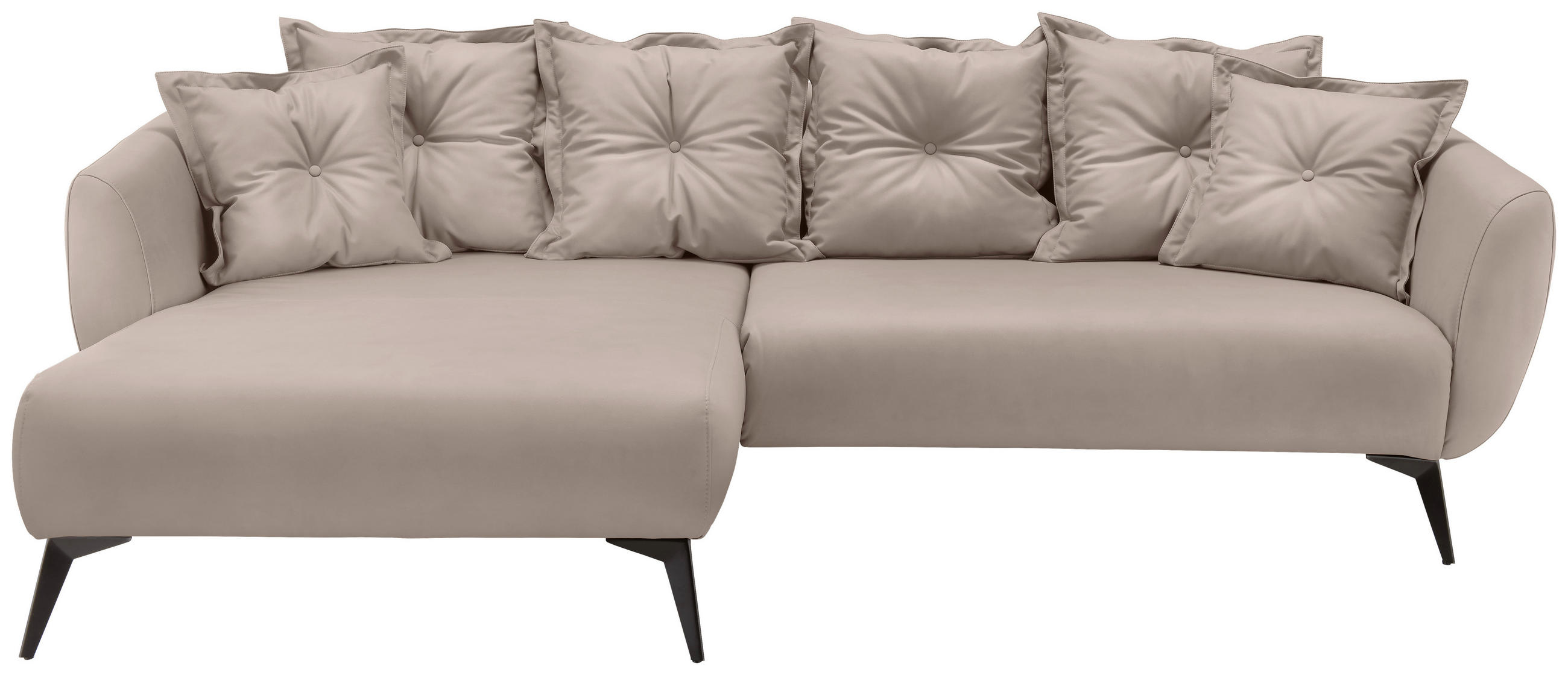 ECKSOFA Beige Lederlook  - Beige/Schwarz, MODERN, Textil/Metall (162/277cm) - Livetastic
