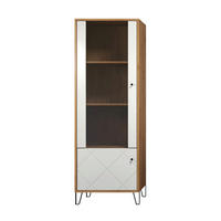 VITRINE TOUCH in Eiche Artisan, Weiß  - Schwarz/Weiß, Design, Glas/Holzwerkstoff (63/40/172cm) - MID.YOU