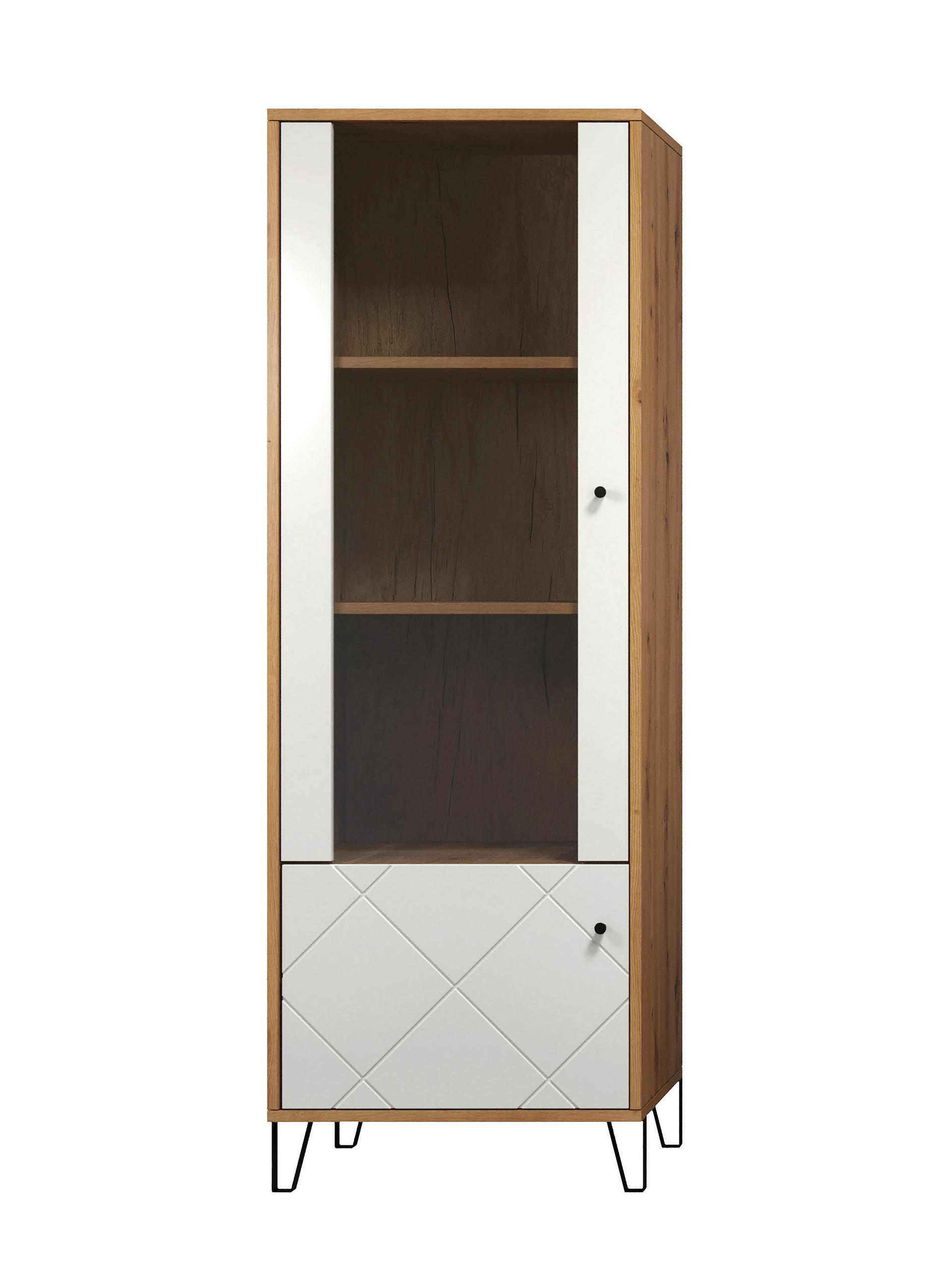 Mid.you Vitrine Touch Eiche Artisan, Weiß 40x172x63 cm
