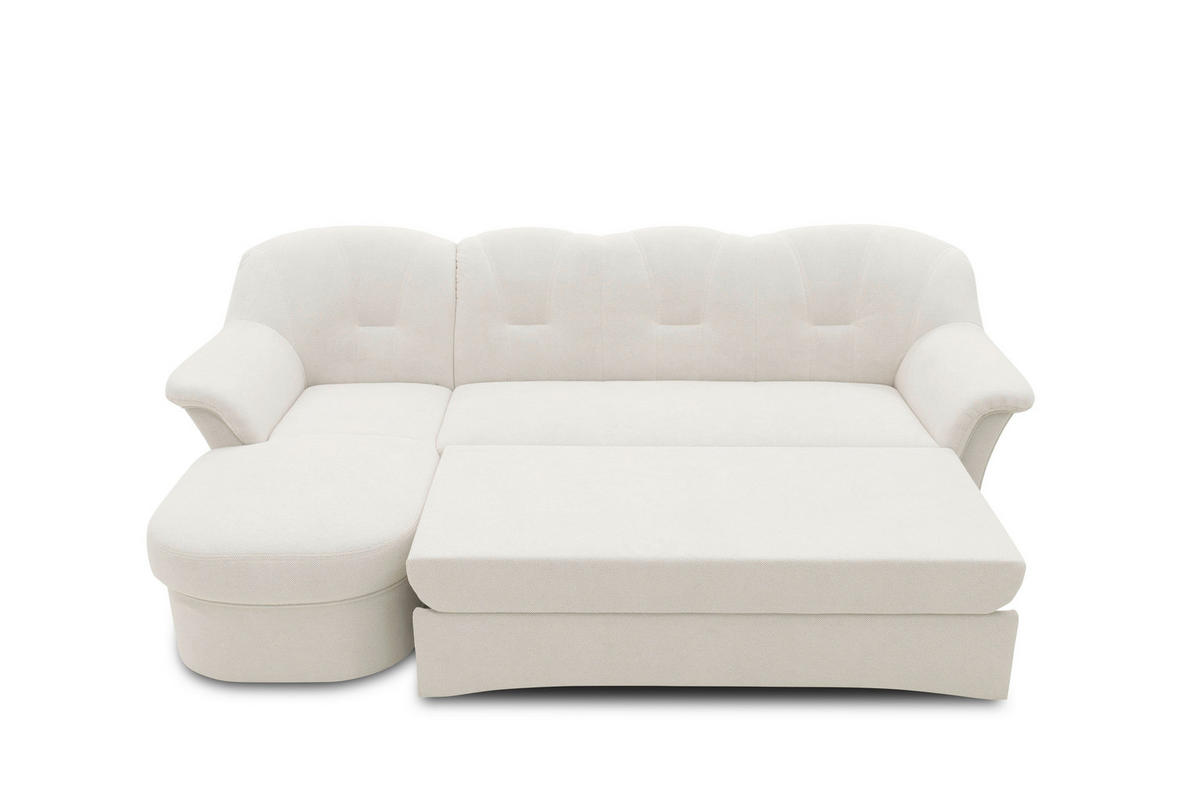 ECKSCHLAFSOFA  FLORES FK Creme Mikrofaser  - Creme/Schwarz, KONVENTIONELL, Kunststoff/Textil (142/231cm) - MID.YOU