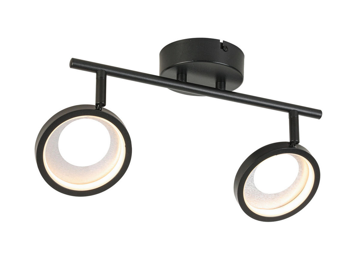 LED-STRAHLER Granada 35/12/19 cm   - Schwarz/Alufarben, Basics, Kunststoff/Metall (35/12/19cm) - Novel