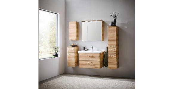 WASCHTISCHKOMBI 82 cm  - Chromfarben/Eichefarben, KONVENTIONELL, Keramik/Holzwerkstoff (82cm) - Xora