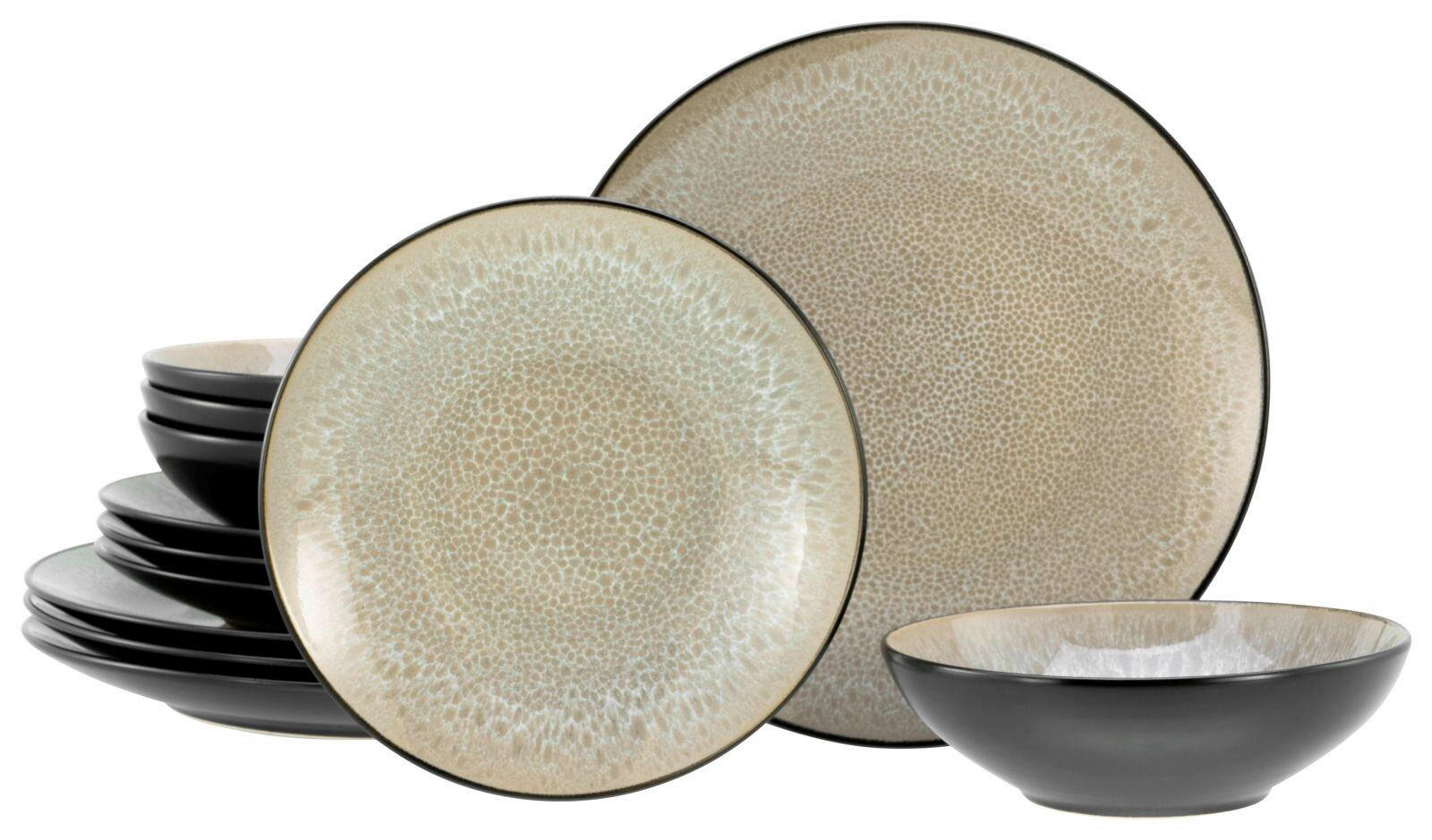 SERVIS Malmö beige 12 delar  - beige/svart, Basics, keramik - Creatable