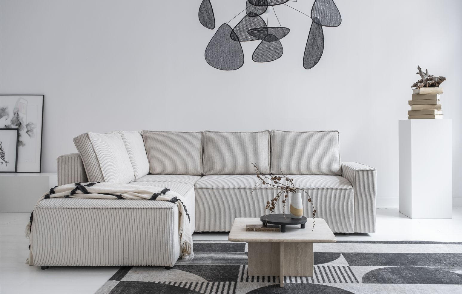 ECKSOFA in Cord Beige  194/247 cm  - Beige/Schwarz, Design, Kunststoff/Textil (194/247cm) - MID.YOU