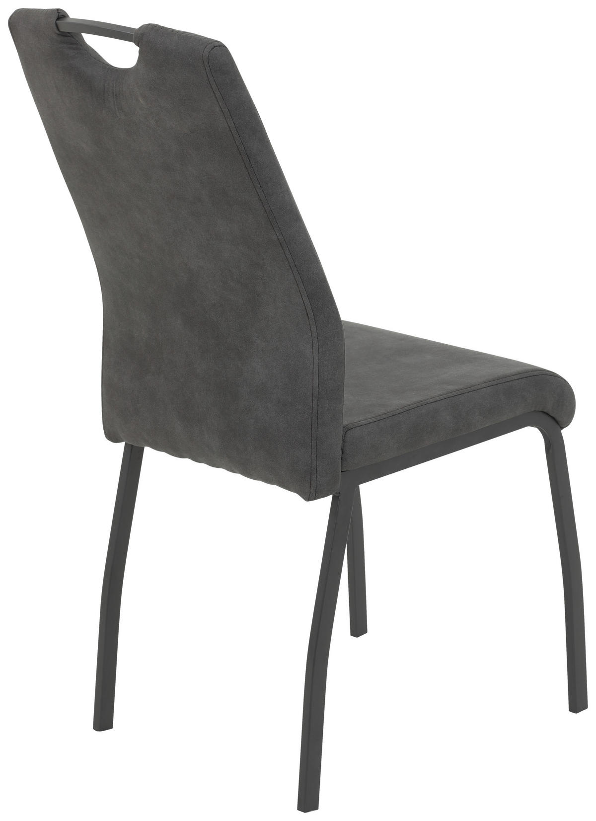 STUHL-SET 4 Stück  in Stahl Mikrofaser Metall, Textil  - Anthrazit/Grau, MODERN, Textil/Metall (44/96/64cm) - MID.YOU