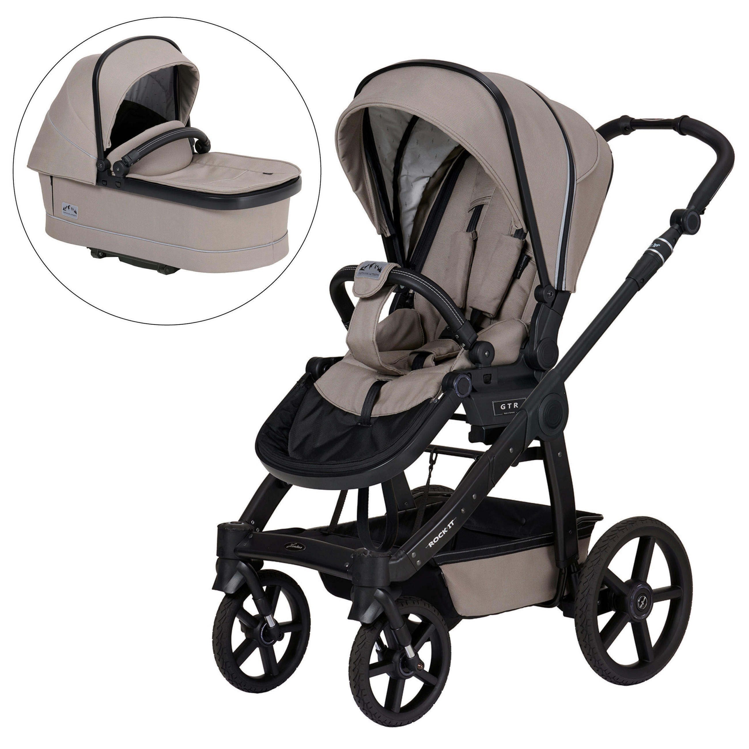 KINDERWAGENSET ROCK IT Outdoor - Karamell/Schwarz, Basics, Textil/Metall (102/58/120cm) - Hartan