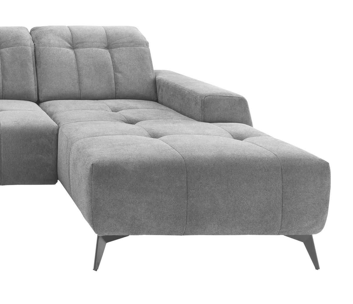 WOHNLANDSCHAFT SANO in Chenille Silberfarben  - Silberfarben/Schwarz, MODERN, Textil/Metall (200/337/180cm) - Livetastic