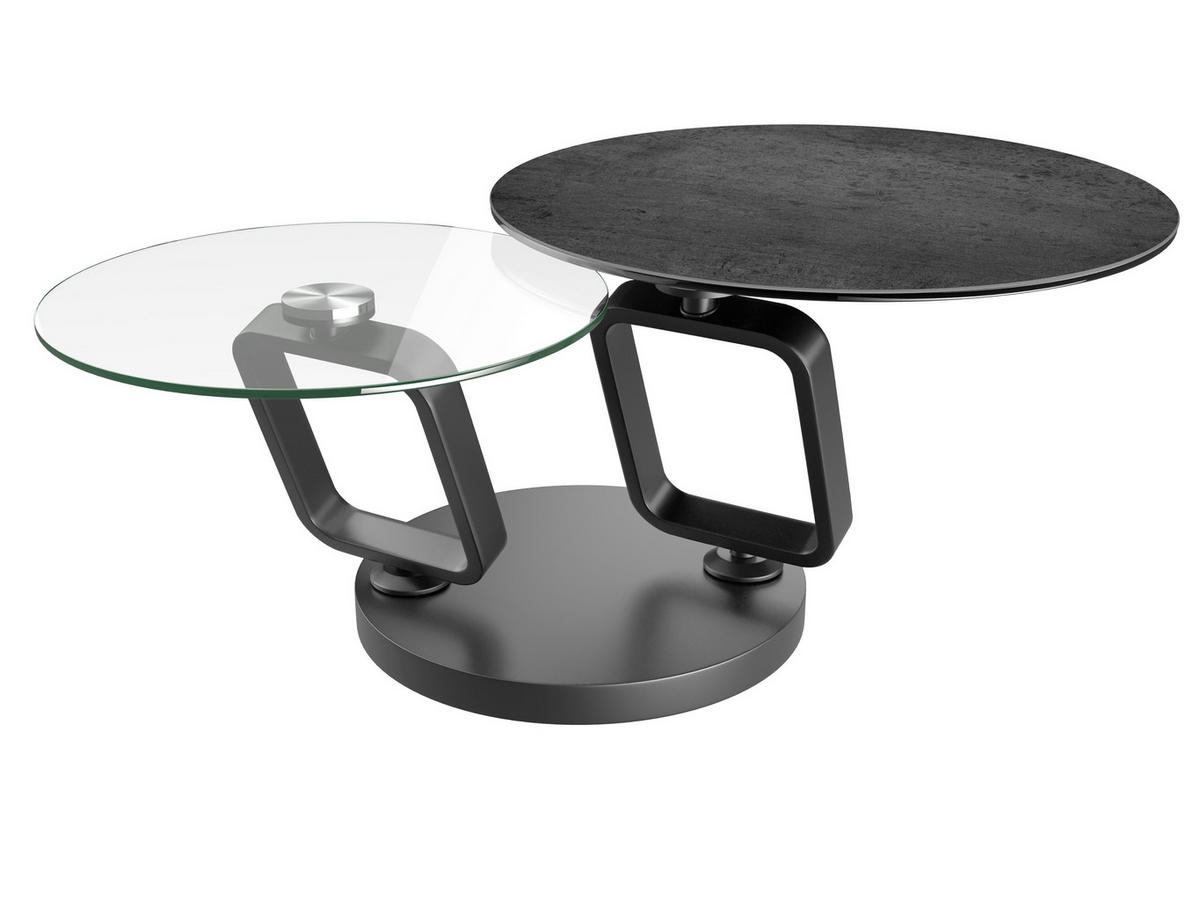 COUCHTISCH Metall, Glas, Keramik  - Silberfarben/Titanfarben, Design, Glas/Keramik (75-130/75/42cm) - Dieter Knoll