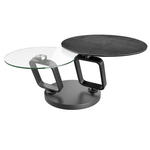 COUCHTISCH Klarglas rund Silberfarben, Titanfarben  - Silberfarben/Titanfarben, Design, Glas/Keramik (75-130/75/42cm) - Dieter Knoll