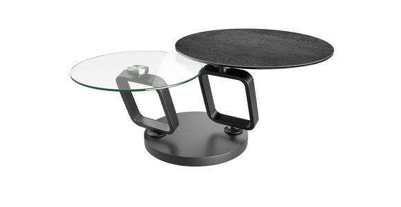 COUCHTISCH Klarglas rund Silberfarben, Titanfarben  - Silberfarben/Titanfarben, Design, Glas/Keramik (75-130/75/42cm) - Dieter Knoll