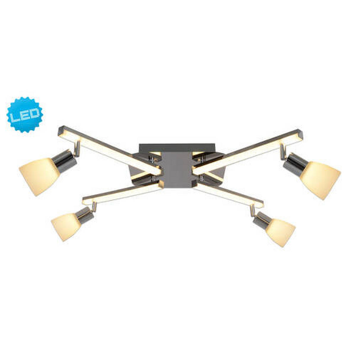 DECKENSTRAHLER 22/68 cm   - Chromfarben/Opal, Basics, Glas/Kunststoff (22/68cm) - Näve