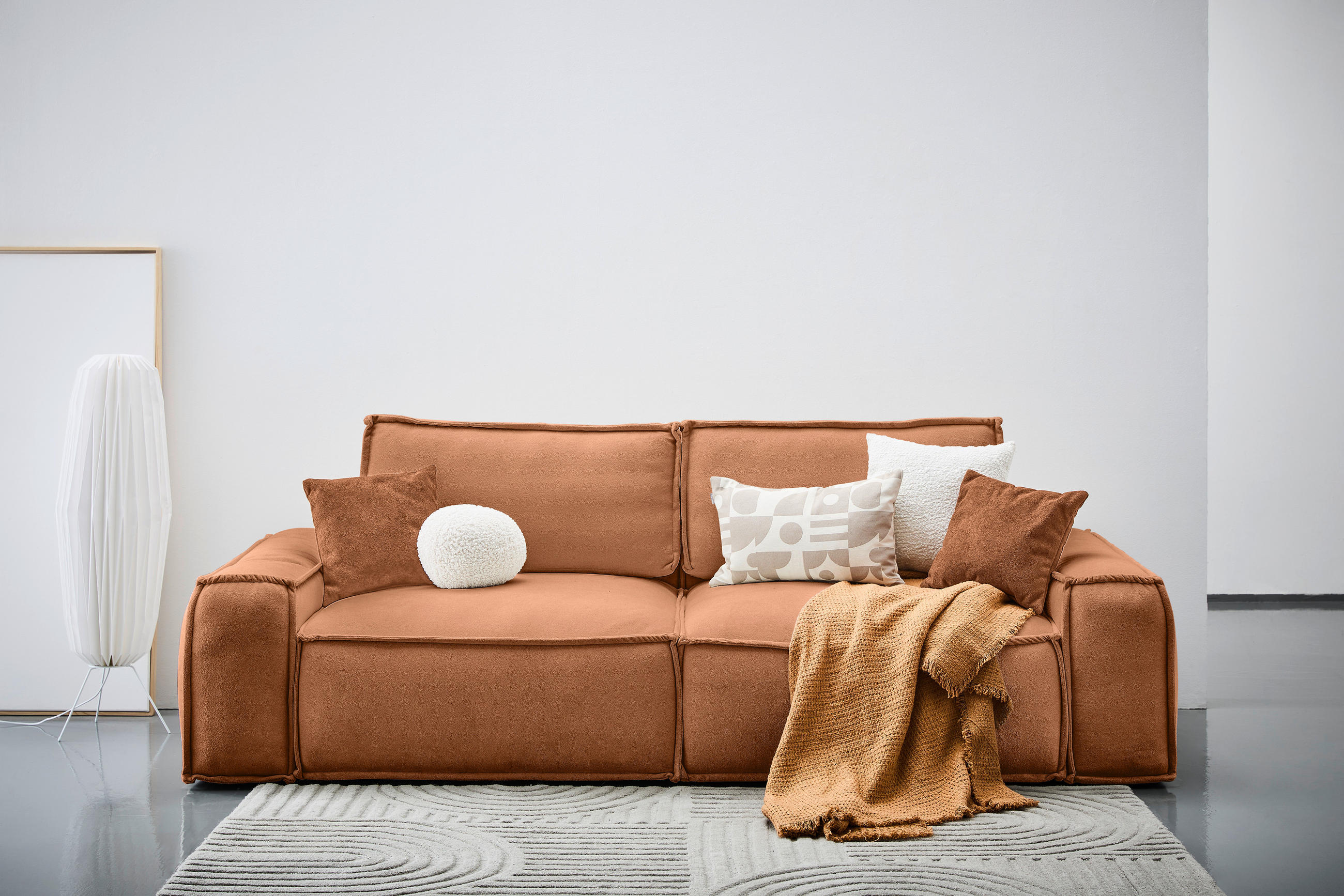 SCHLAFSOFA Webstoff Rostfarben  - Rostfarben/Schwarz, KONVENTIONELL, Kunststoff/Textil (256/83/115cm) - Carryhome