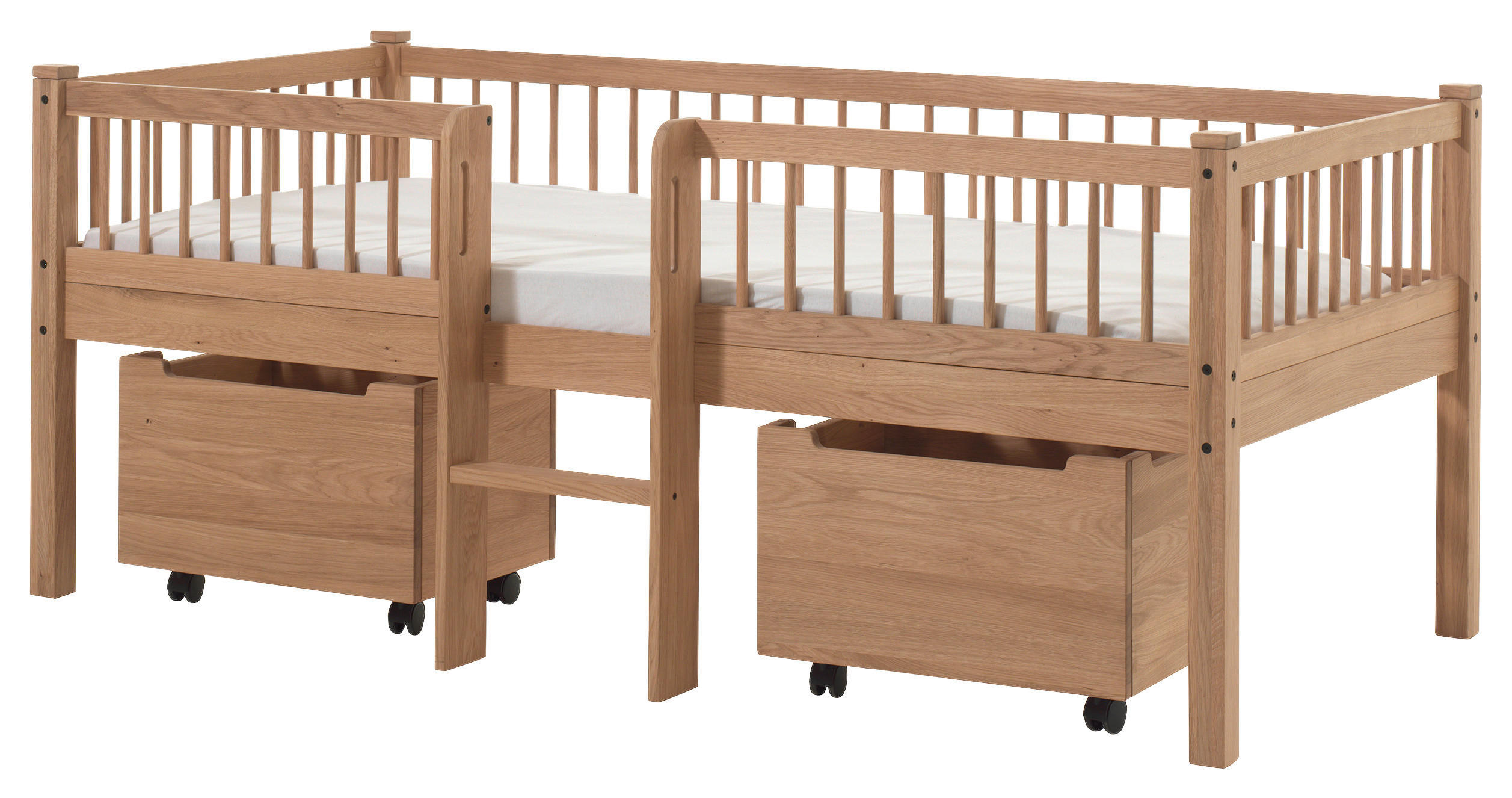 SPIELBETT Absturzsicherung, Leiter, Rollrost, Bettschublade 90/200 cm  in Eichefarben  - Eichefarben/Naturfarben, MODERN, Holz (90/200cm) - MID.YOU
