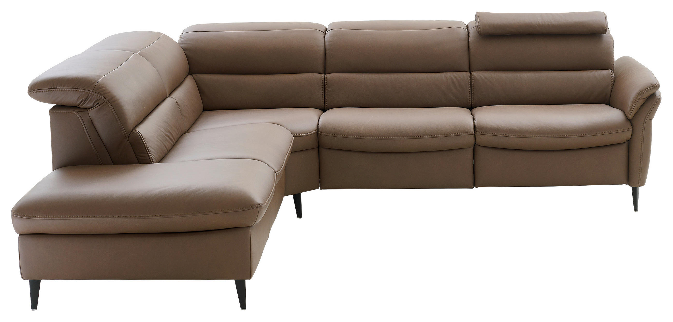 ECKSOFA Braun Echtleder  - Schwarz/Braun, Design, Leder/Metall (260/287cm) - Valdera