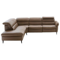 ECKSOFA Braun Echtleder  - Schwarz/Braun, Design, Leder/Metall (260/287cm) - Valdera