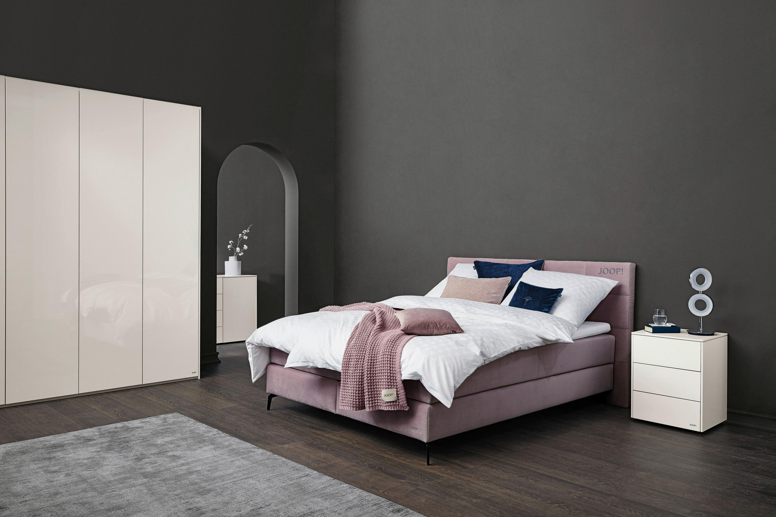 BOXSPRINGBETT 160/200 cm  in Rosa  - Schwarz/Rosa, Design, Textil/Metall (160/200cm) - Joop!