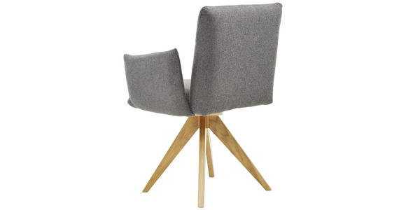 ARMLEHNSTUHL Velours, Webstoff Eiche massiv Anthrazit, Grau, Eichefarben - Eichefarben/Anthrazit, KONVENTIONELL, Holz/Textil (68/90/64cm) - Voleo