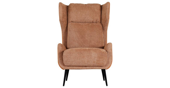 OHRENSESSEL Flachgewebe, Mikrofaser Cognac  - Cognac/Schwarz, KONVENTIONELL, Textil/Metall (75/111/83cm) - Carryhome