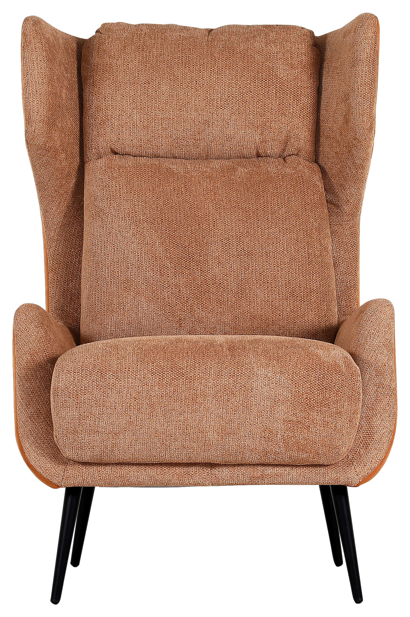 OHRENSESSEL Flachgewebe, Mikrofaser Cognac  - Cognac/Schwarz, KONVENTIONELL, Textil/Metall (75/111/83cm) - Carryhome