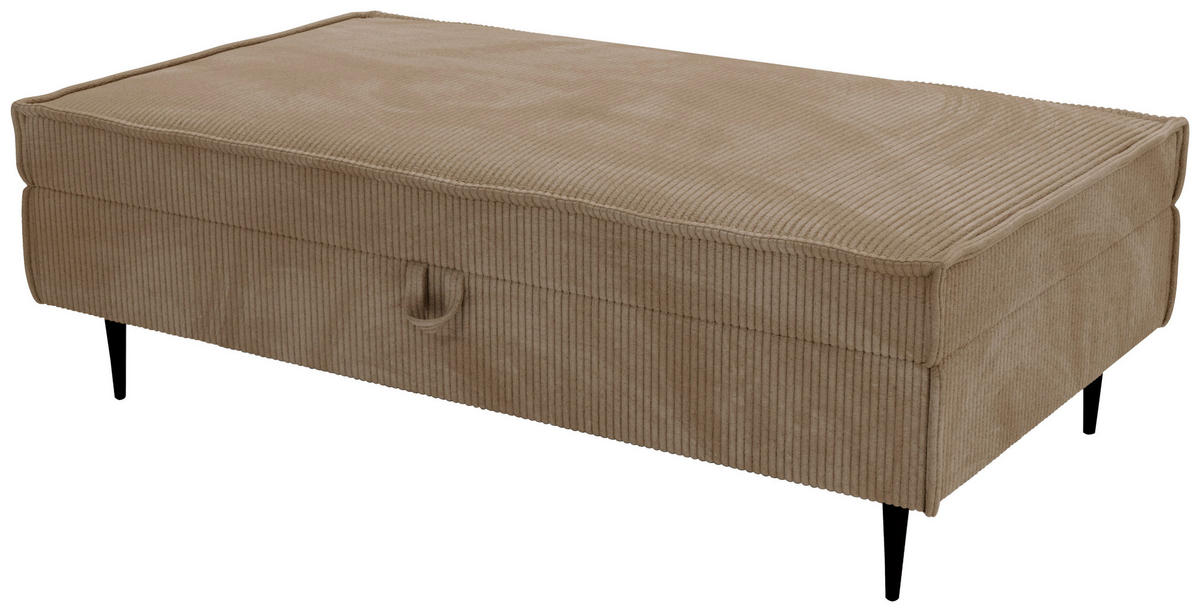 HOCKER in Textil Hellbraun  - Hellbraun/Schwarz, Design, Textil/Metall (135/45/75cm) - Livetastic
