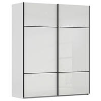 SCHWEBETÜRENSCHRANK in Grau, Weiss  - Weiss/Schwarz, Konventionell, Glas/Holzwerkstoff (201/223/67cm) - Novel