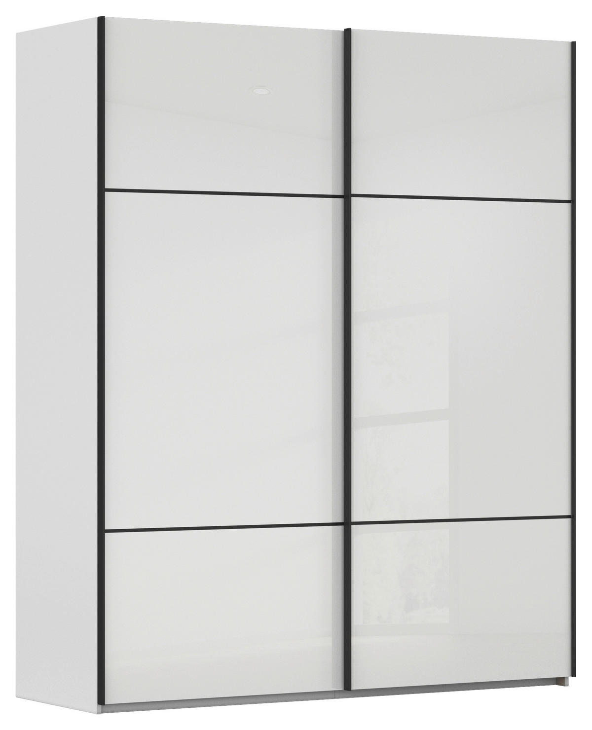 SCHWEBETÜRENSCHRANK in Grau, Weiss  - Weiss/Schwarz, Konventionell, Glas/Holzwerkstoff (201/223/67cm) - Novel