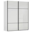 SCHWEBETÜRENSCHRANK 201/223/67 cm 2-türig Grau, Weiß  - Schwarz/Weiß, KONVENTIONELL, Glas/Holzwerkstoff (201/223/67cm) - Novel