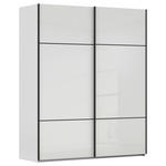 SCHWEBETÜRENSCHRANK 201/223/67 cm 2-türig Grau, Weiß  - Schwarz/Weiß, KONVENTIONELL, Glas/Holzwerkstoff (201/223/67cm) - Novel
