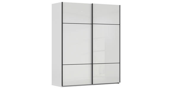 SCHWEBETÜRENSCHRANK 201/223/67 cm 2-türig Grau, Weiß - Schwarz/Weiß, KONVENTIONELL, Glas/Holzwerkstoff (201/223/67cm) - Novel