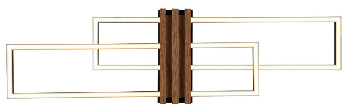 LED-DECKENLEUCHTE DAKARI I 80/23/8,6 cm   - Dunkelbraun/Opal, Design, Kunststoff/Metall (80/23/8,6cm)