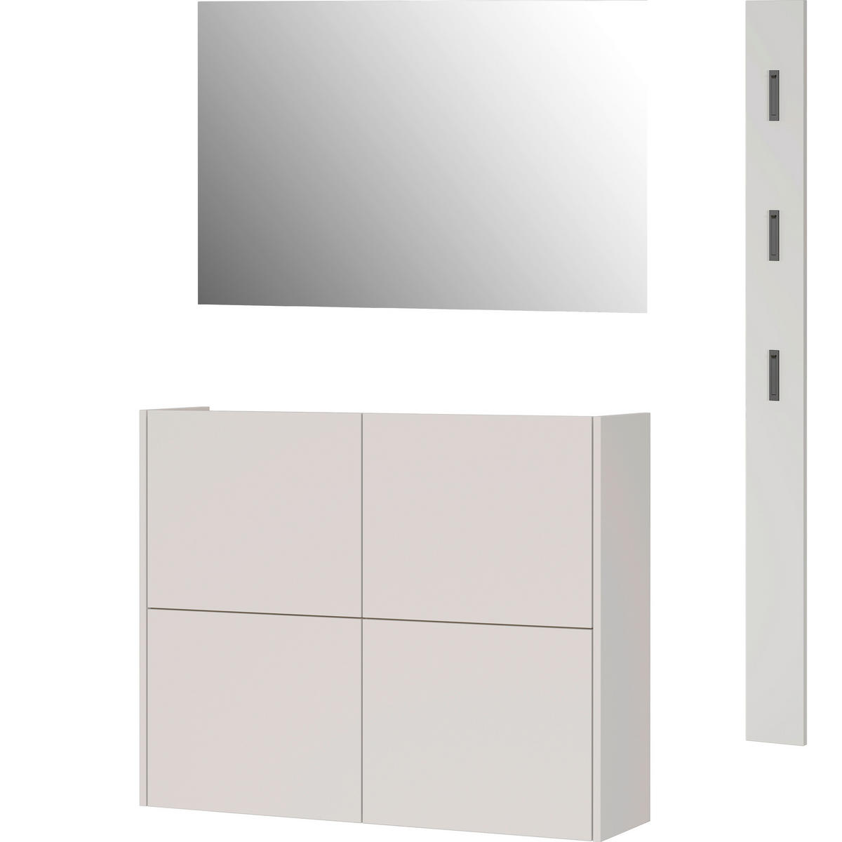 GARDEROBE 3-teilig  in 127/200/27 cm  - Kaschmir/Eichefarben, Design, Glas/Holzwerkstoff (127/200/27cm) - Livetastic