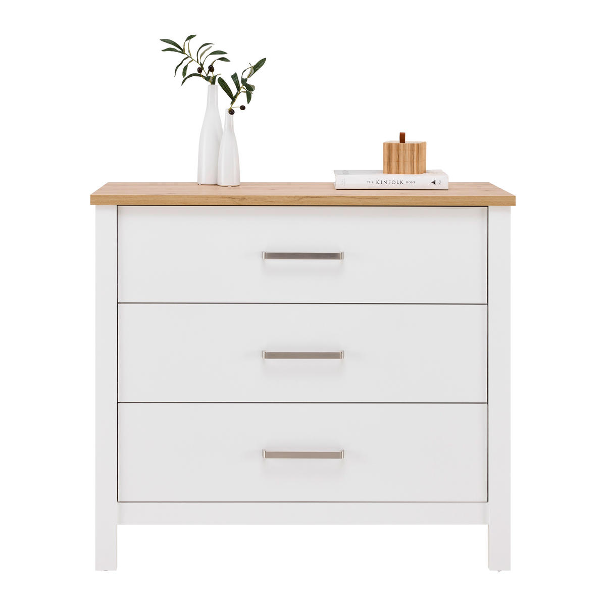 KOMODA   103/92/45 cm   bijela, hrast Artisan  - bijela/srebrne boje, Romantično / ladanjski, drvni materijal/metal (103/92/45cm)