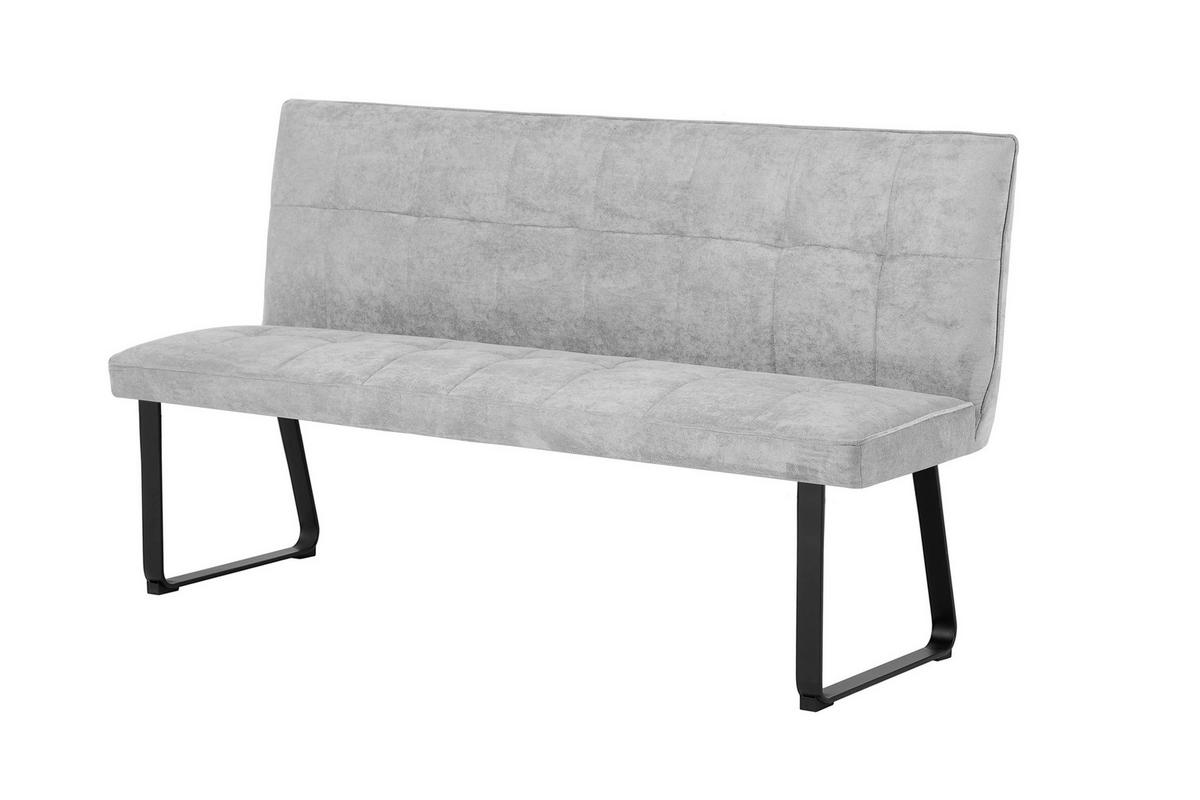 SITZBANK in Metall, Textil Hellgrau  - Hellgrau/Schwarz, MODERN, Textil/Metall (160/92/58cm) - MID.YOU
