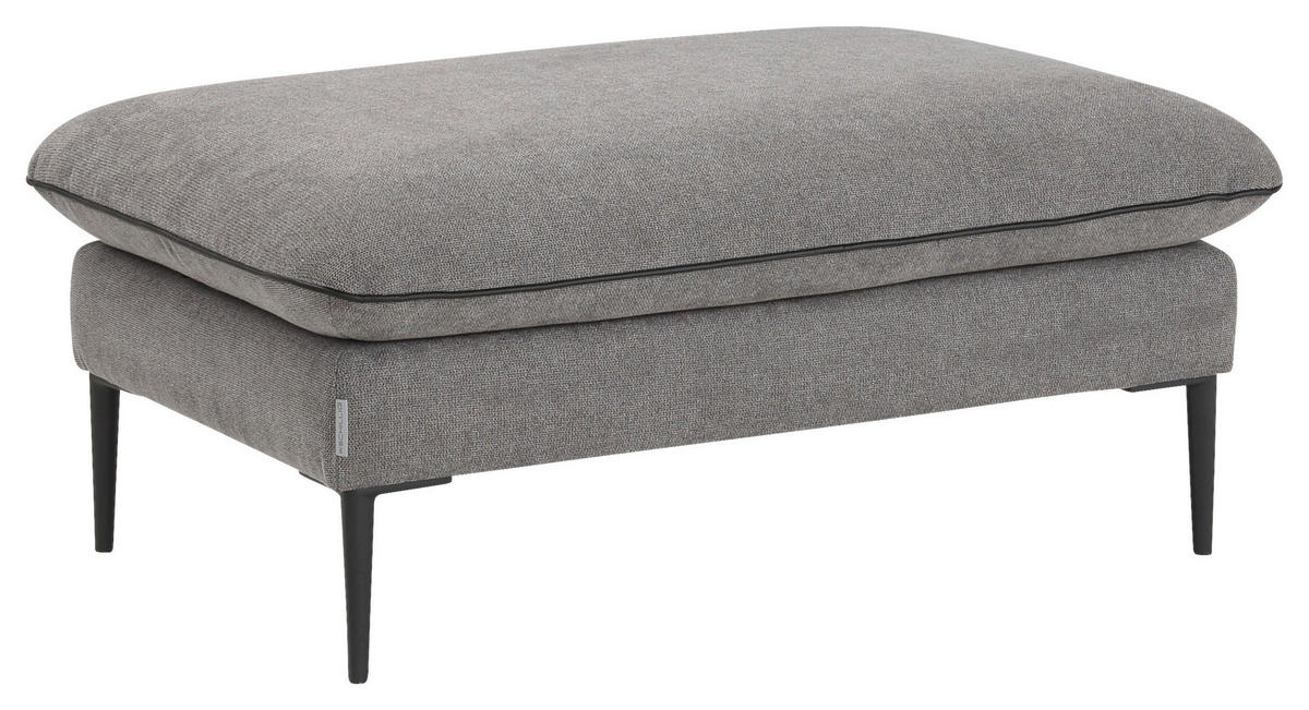 HOCKER in Textil Grau  - Chromfarben/Schwarz, Design, Textil/Metall (106/71/47cm) - Chilliano