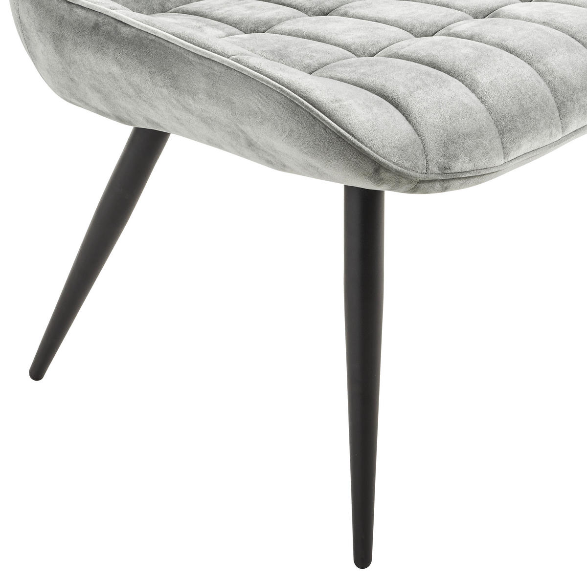 SITZBANK Samt Grau, Schwarz  - Schwarz/Grau, MODERN, Textil/Metall - MID.YOU