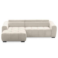ECKSOFA  Webstoff Weiss  - Weiss/Schwarz, Design, Kunststoff/Textil (177/274cm) - Livetastic
