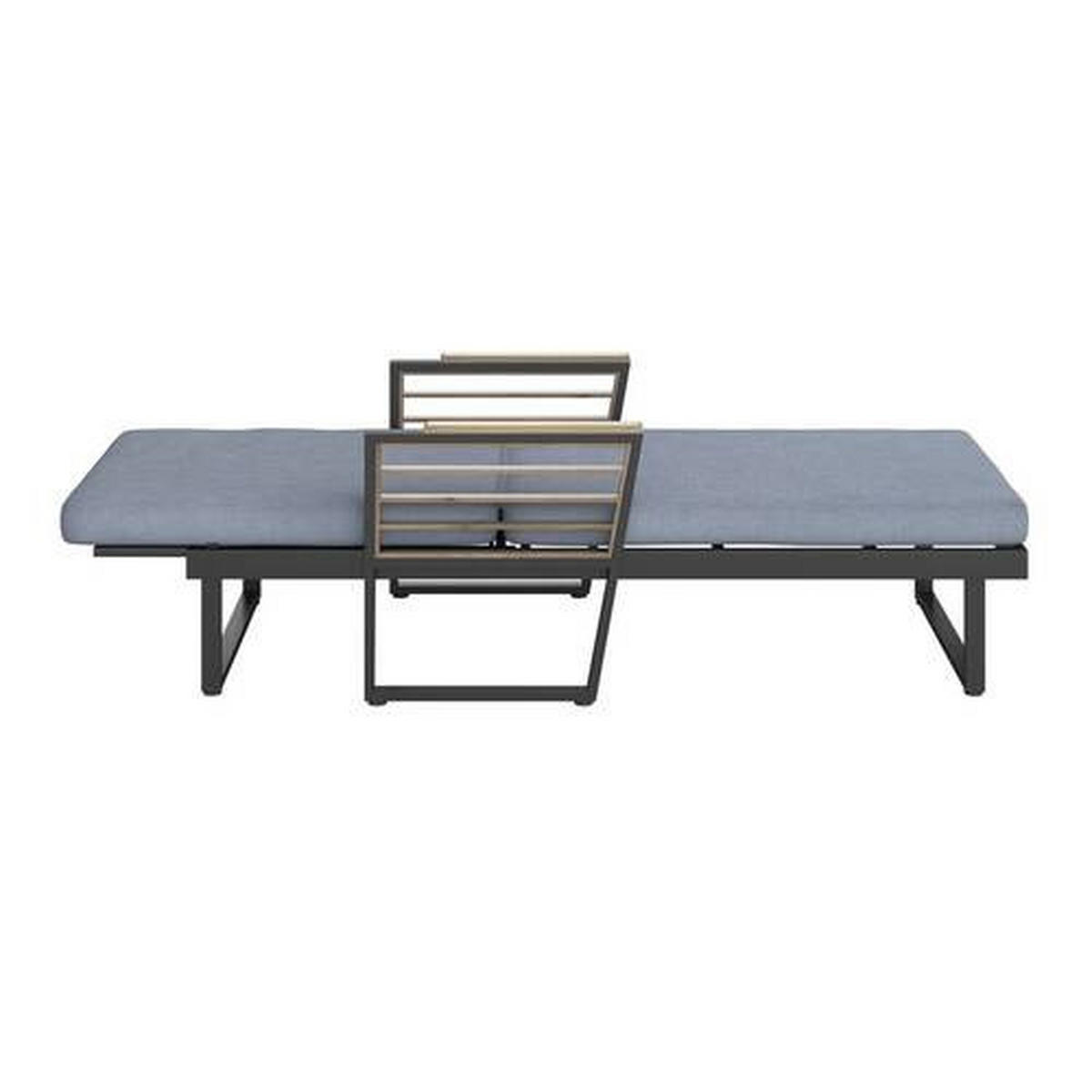 SONNENLIEGE 77/101/200 cm Teakholz  - Schwarz, MODERN, Holz/Metall (77/101/200cm) - Ambia Garden