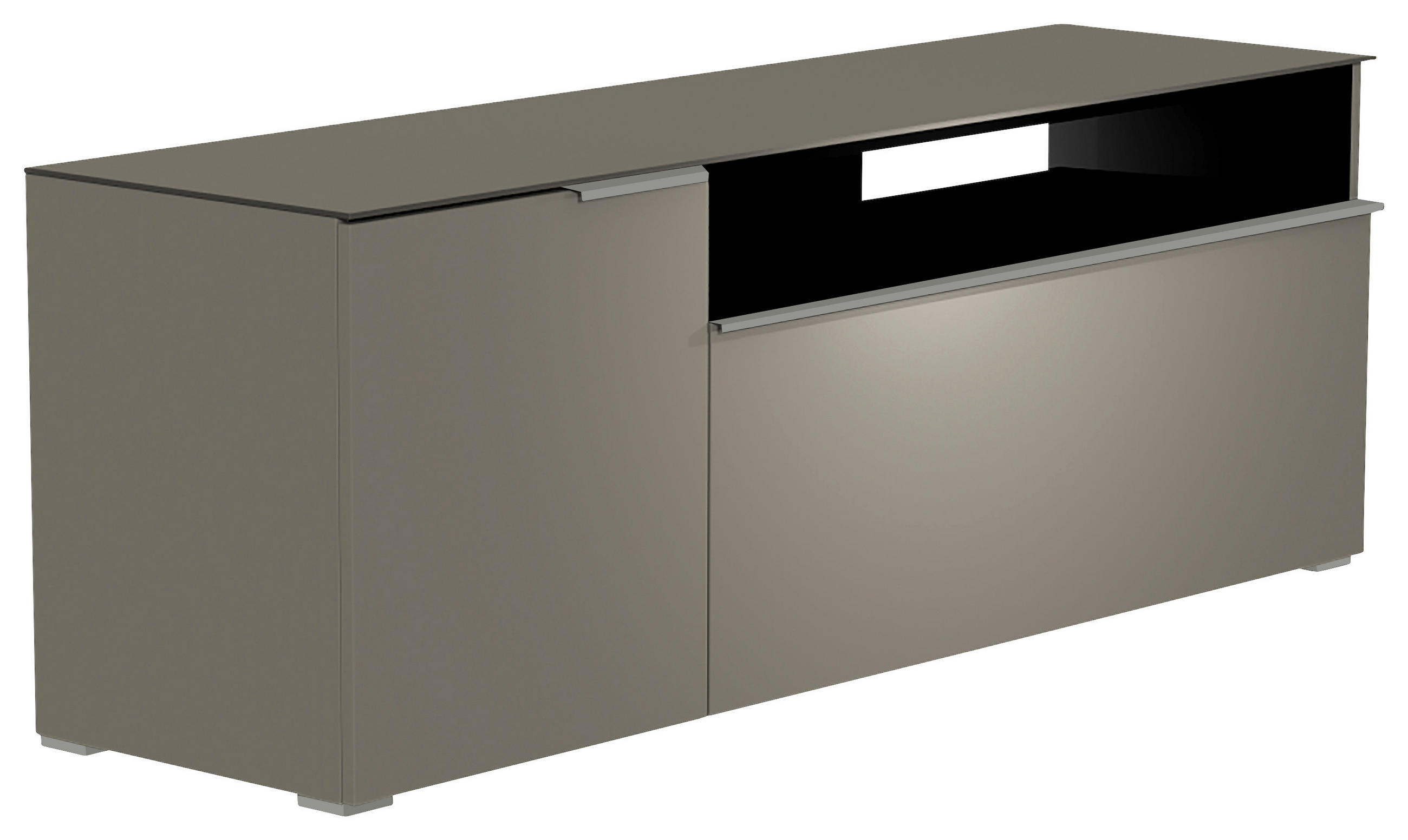 LOWBOARD  in 160/58/45 cm  - Alufarben/Grau, Design, Glas/Holzwerkstoff (160/58/45cm) - Moderano