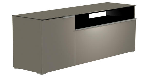 LOWBOARD Grau, Alufarben  160/58/45 cm  - Alufarben/Grau, Design, Glas/Holzwerkstoff (160/58/45cm) - Moderano