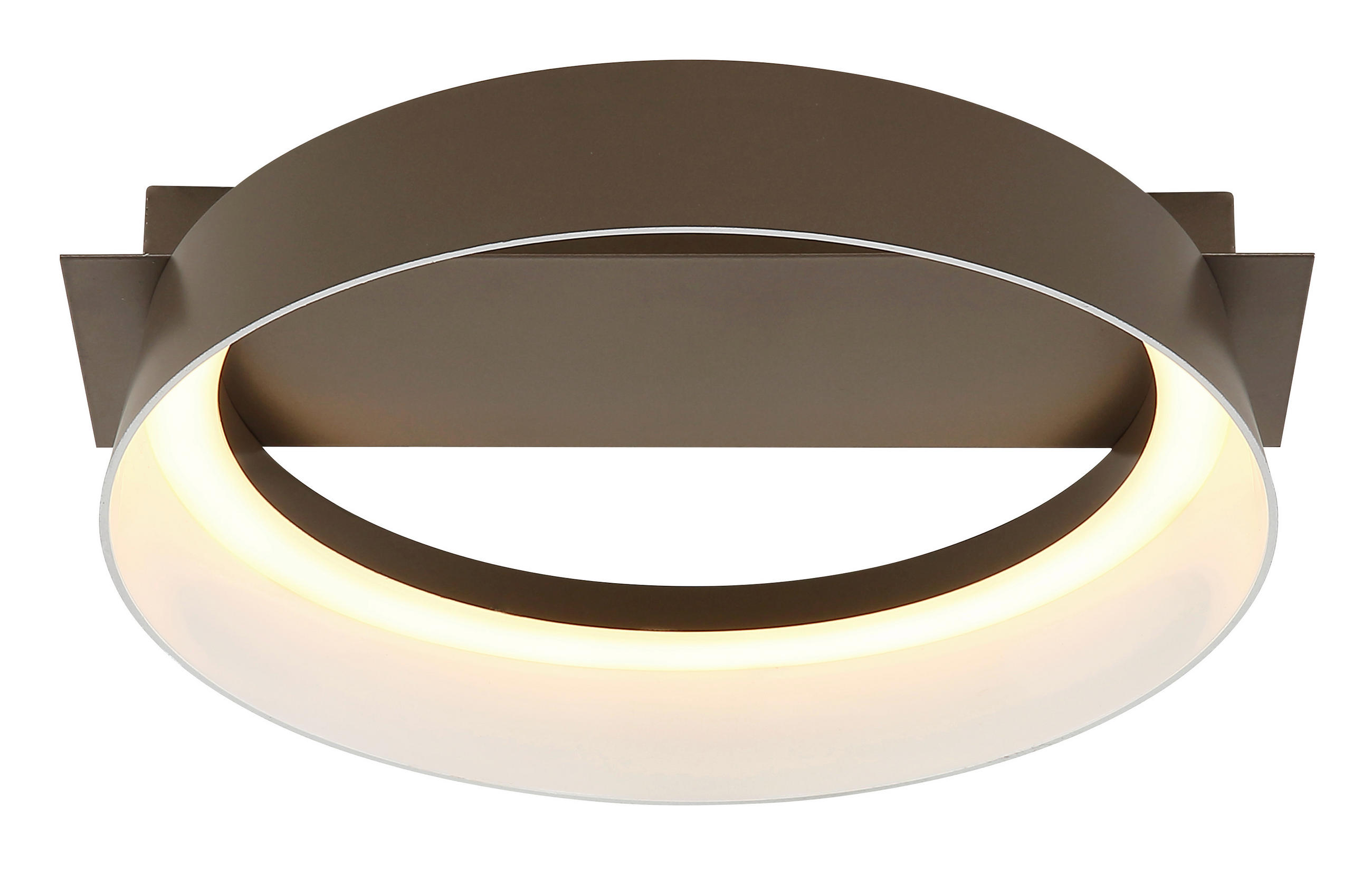 LED-DECKENLEUCHTE 26/25/7,5 cm   - Opal/Braun, Design, Kunststoff/Metall (26/25/7,5cm) - Globo