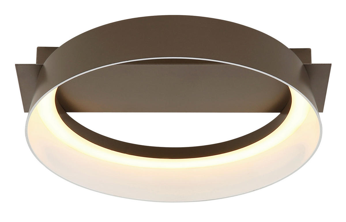 LED-DECKENLEUCHTE 26/25/7,5 cm   - Opal/Braun, Design, Kunststoff/Metall (26/25/7,5cm) - Globo