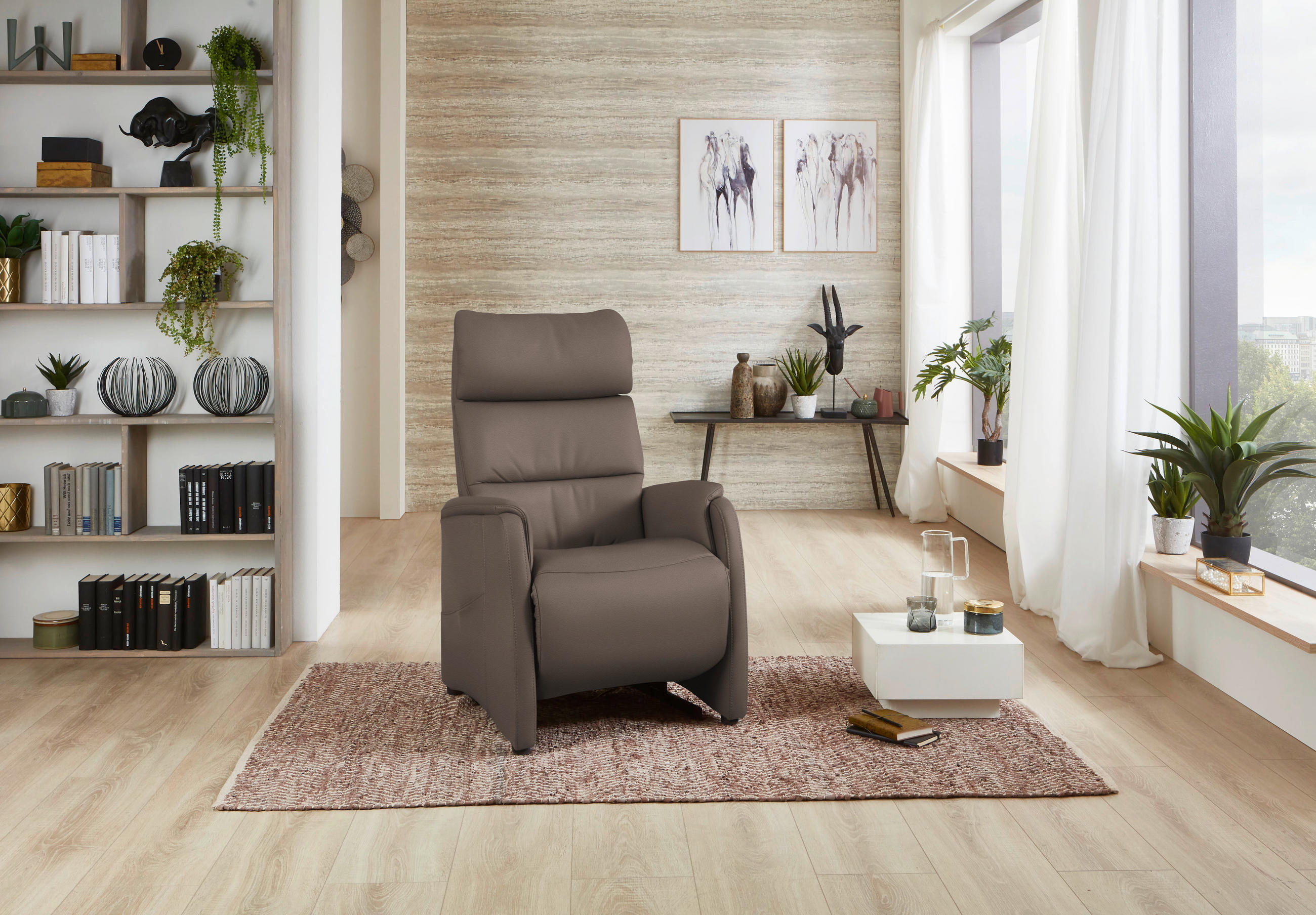 FAUTEUIL DE TÉLÉVISION in Fango  - Fango/Schwarz, Konventionell, Leder/Kunststoff (69/109/83cm) - Cantus