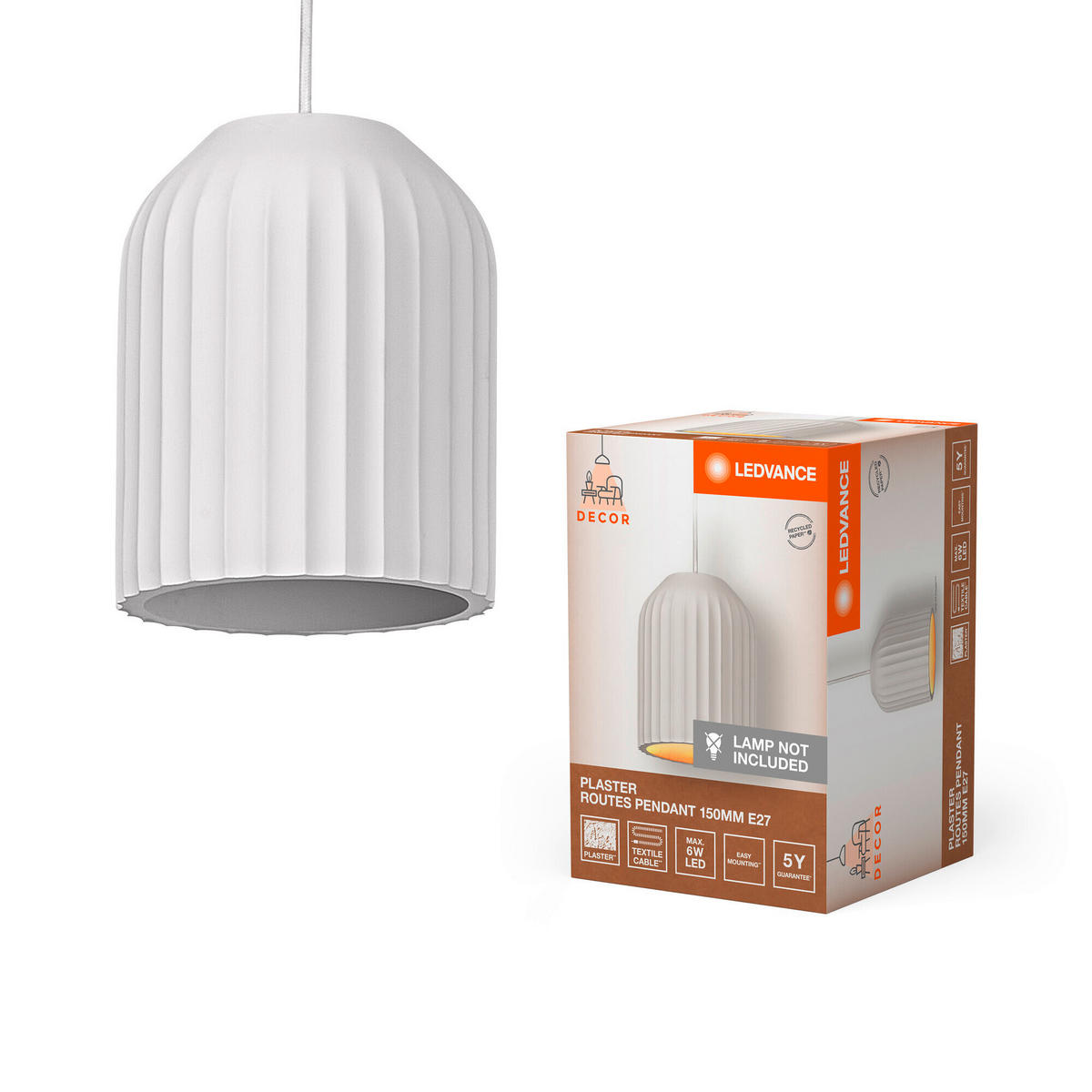 HÄNGELEUCHTE 15/120 cm  - Weiß, Natur, Stein (15/120cm) - Ledvance
