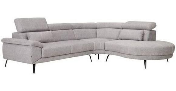 ECKSOFA in Velours Grau  - Schwarz/Grau, Design, Textil/Metall (299/264cm) - Novel