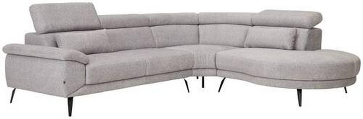 ECKSOFA in Velours Grau  - Schwarz/Grau, Design, Textil/Metall (299/264cm) - Novel