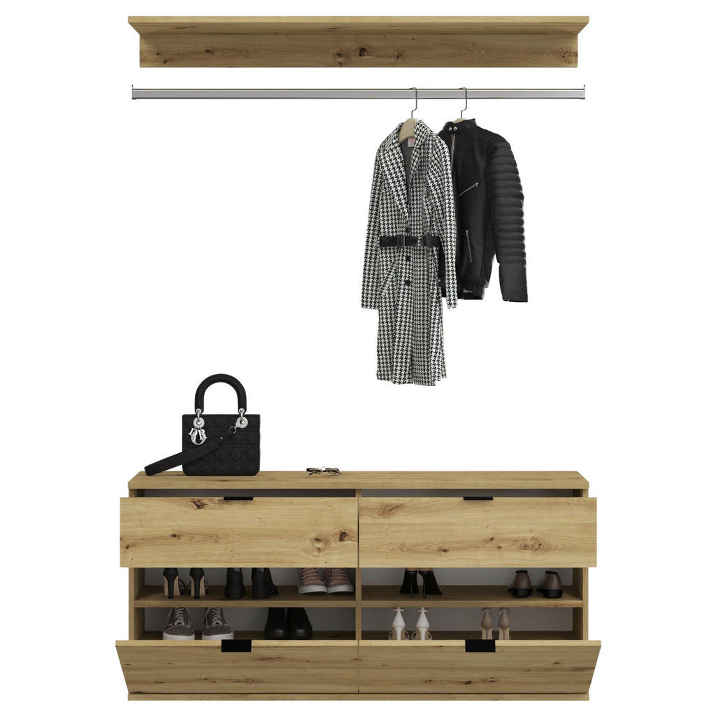 Thumbnail - Mid.you Garderobe, Holzwerkstoff, 3-teilig, 1 Schublade(n) Schubladen, 212x193x34 cm, FSC Mix, stehend, Garderobe, Garde...